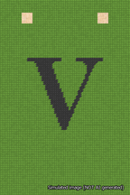 A simulated image of the stitched needlepoint design: Banner 18m Squared V Black on Light Green. Not A.I. generated.