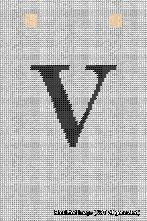 A simulated image of the stitched needlepoint design: Banner 18m Squared V Black on White. Not A.I. generated.