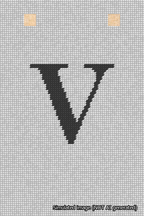 A simulated image of the stitched needlepoint design: Banner 18m Squared V Black on White. Not A.I. generated.