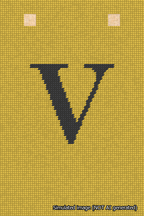 A simulated image of the stitched needlepoint design: Banner 18m Squared V Black on Yellow. Not A.I. generated.
