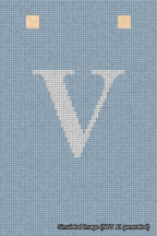 A simulated image of the stitched needlepoint design: Banner 18m Squared V White on Light Blue. Not A.I. generated.