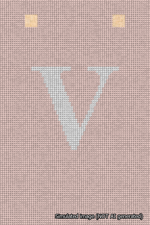 A simulated image of the stitched needlepoint design: Banner 18m Squared V White on Pink. Not A.I. generated.