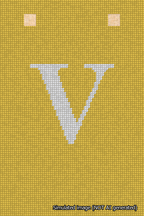 A simulated image of the stitched needlepoint design: Banner 18m Squared V White on Yellow. Not A.I. generated.