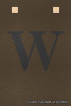 A simulated image of the stitched needlepoint design: Banner 18m Squared W Black on Brown. Not A.I. generated.