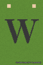 A simulated image of the stitched needlepoint design: Banner 18m Squared W Black on Light Green. Not A.I. generated.