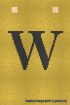 A simulated image of the stitched needlepoint design: Banner 18m Squared W Black on Yellow. Not A.I. generated.