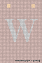 A simulated image of the stitched needlepoint design: Banner 18m Squared W White on Pink. Not A.I. generated.