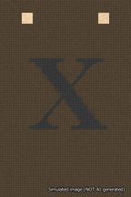 A simulated image of the stitched needlepoint design: Banner 18m Squared X Black on Brown. Not A.I. generated.
