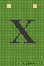 A simulated image of the stitched needlepoint design: Banner 18m Squared X Black on Light Green. Not A.I. generated.