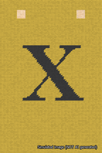 A simulated image of the stitched needlepoint design: Banner 18m Squared X Black on Yellow. Not A.I. generated.