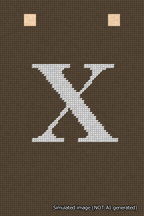 A simulated image of the stitched needlepoint design: Banner 18m Squared X White on Brown. Not A.I. generated.
