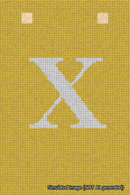 A simulated image of the stitched needlepoint design: Banner 18m Squared X White on Yellow. Not A.I. generated.