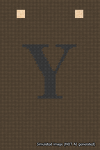 A simulated image of the stitched needlepoint design: Banner 18m Squared Y Black on Brown. Not A.I. generated.