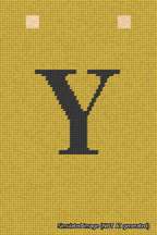 A simulated image of the stitched needlepoint design: Banner 18m Squared Y Black on Yellow. Not A.I. generated.