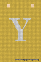 A simulated image of the stitched needlepoint design: Banner 18m Squared Y White on Yellow. Not A.I. generated.