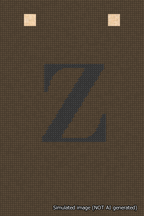 A simulated image of the stitched needlepoint design: Banner 18m Squared Z Black on Brown. Not A.I. generated.