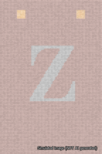 A simulated image of the stitched needlepoint design: Banner 18m Squared Z White on Pink. Not A.I. generated.