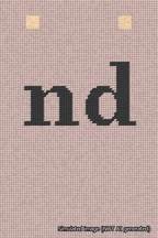 A simulated image of the stitched needlepoint design: Banner 18m Squared nd Black on Pink. Not A.I. generated.