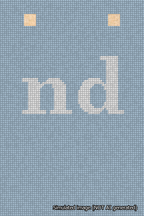 A simulated image of the stitched needlepoint design: Banner 18m Squared nd White on Light Blue. Not A.I. generated.