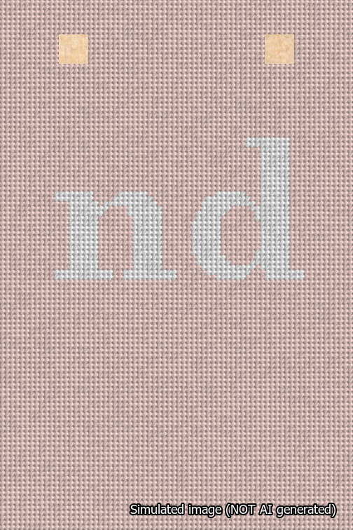A simulated image of the stitched needlepoint design: Banner 18m Squared nd White on Pink. Not A.I. generated.