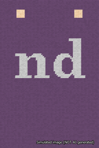 A simulated image of the stitched needlepoint design: Banner 18m Squared nd White on Purple. Not A.I. generated.