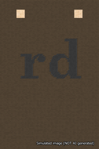 A simulated image of the stitched needlepoint design: Banner 18m Squared rd Black on Brown. Not A.I. generated.