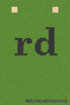 A simulated image of the stitched needlepoint design: Banner 18m Squared rd Black on Light Green. Not A.I. generated.