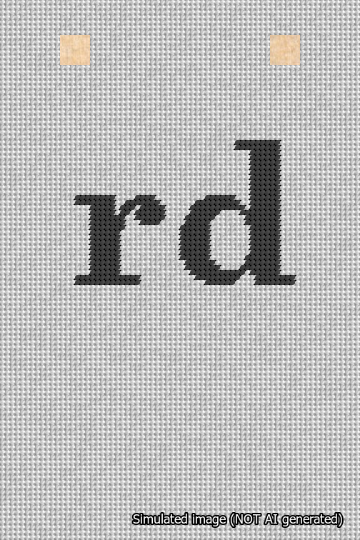 A simulated image of the stitched needlepoint design: Banner 18m Squared rd Black on White. Not A.I. generated.