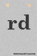 A simulated image of the stitched needlepoint design: Banner 18m Squared rd Black on White. Not A.I. generated.