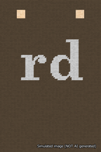 A simulated image of the stitched needlepoint design: Banner 18m Squared rd White on Brown. Not A.I. generated.
