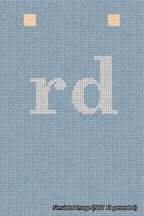 A simulated image of the stitched needlepoint design: Banner 18m Squared rd White on Light Blue. Not A.I. generated.