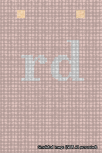 A simulated image of the stitched needlepoint design: Banner 18m Squared rd White on Pink. Not A.I. generated.