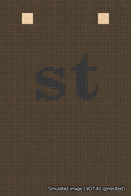 A simulated image of the stitched needlepoint design: Banner 18m Squared st Black on Brown. Not A.I. generated.
