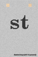 A simulated image of the stitched needlepoint design: Banner 18m Squared st Black on White. Not A.I. generated.