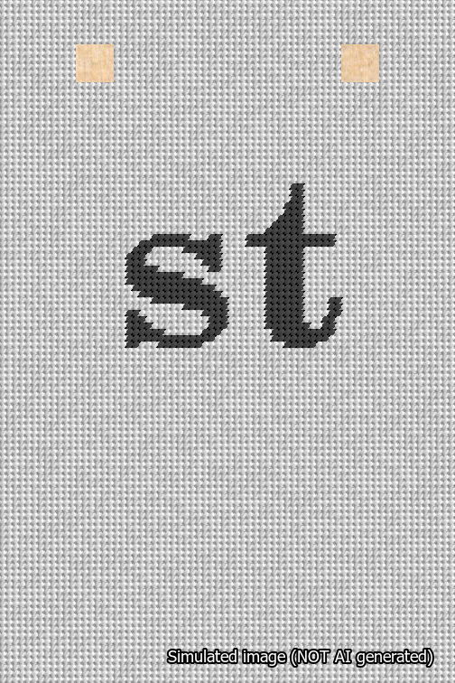A simulated image of the stitched needlepoint design: Banner 18m Squared st Black on White. Not A.I. generated.