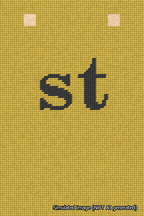 A simulated image of the stitched needlepoint design: Banner 18m Squared st Black on Yellow. Not A.I. generated.