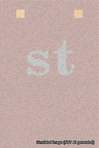 A simulated image of the stitched needlepoint design: Banner 18m Squared st White on Pink. Not A.I. generated.