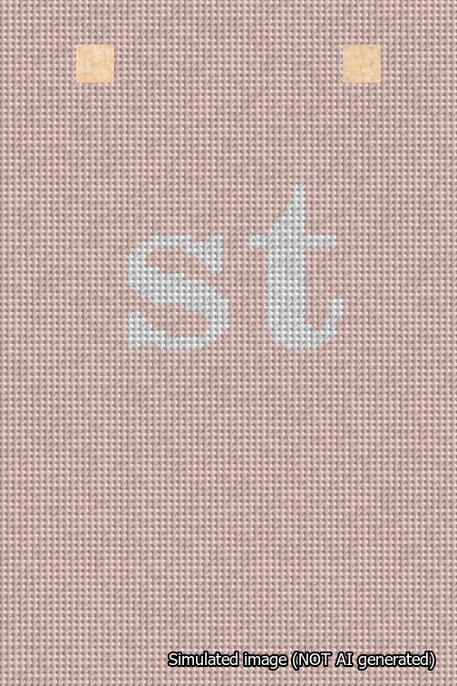A simulated image of the stitched needlepoint design: Banner 18m Squared st White on Pink. Not A.I. generated.