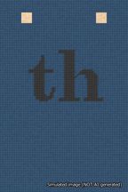 A simulated image of the stitched needlepoint design: Banner 18m Squared th Black on Blue. Not A.I. generated.