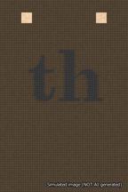 A simulated image of the stitched needlepoint design: Banner 18m Squared th Black on Brown. Not A.I. generated.
