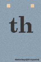 A simulated image of the stitched needlepoint design: Banner 18m Squared th Black on Light Blue. Not A.I. generated.