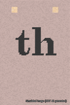 A simulated image of the stitched needlepoint design: Banner 18m Squared th Black on Pink. Not A.I. generated.