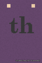A simulated image of the stitched needlepoint design: Banner 18m Squared th Black on Purple. Not A.I. generated.