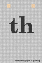 A simulated image of the stitched needlepoint design: Banner 18m Squared th Black on White. Not A.I. generated.