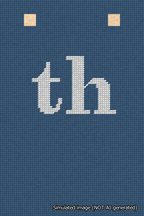 A simulated image of the stitched needlepoint design: Banner 18m Squared th White on Blue. Not A.I. generated.