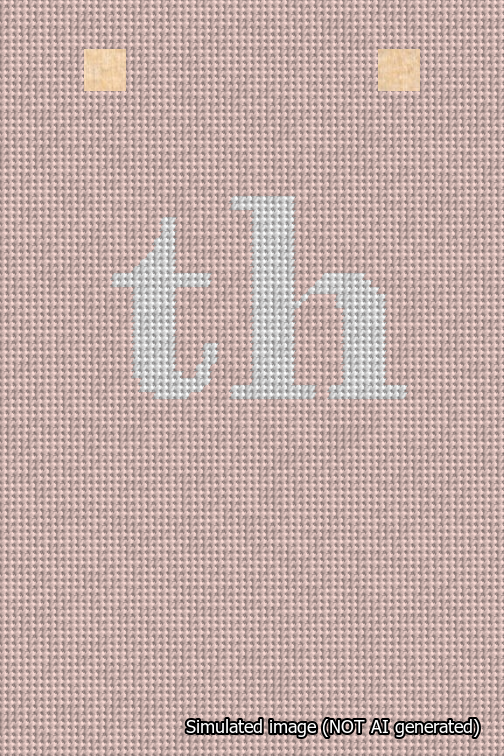 A simulated image of the stitched needlepoint design: Banner 18m Squared th White on Pink. Not A.I. generated.