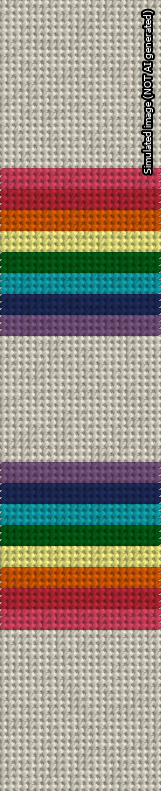 A simulated image of the stitched needlepoint design: Blanket Stripe Rainbow Cuff. Not A.I. generated.