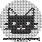 A simulated image of the stitched needlepoint design: Circle Black Cat. Not A.I. generated.
