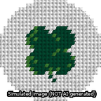 A simulated image of the stitched needlepoint design: Circle Four Leaf Clover. Not A.I. generated.