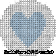 A simulated image of the stitched needlepoint design: Circle Heart Light Blue. Not A.I. generated.